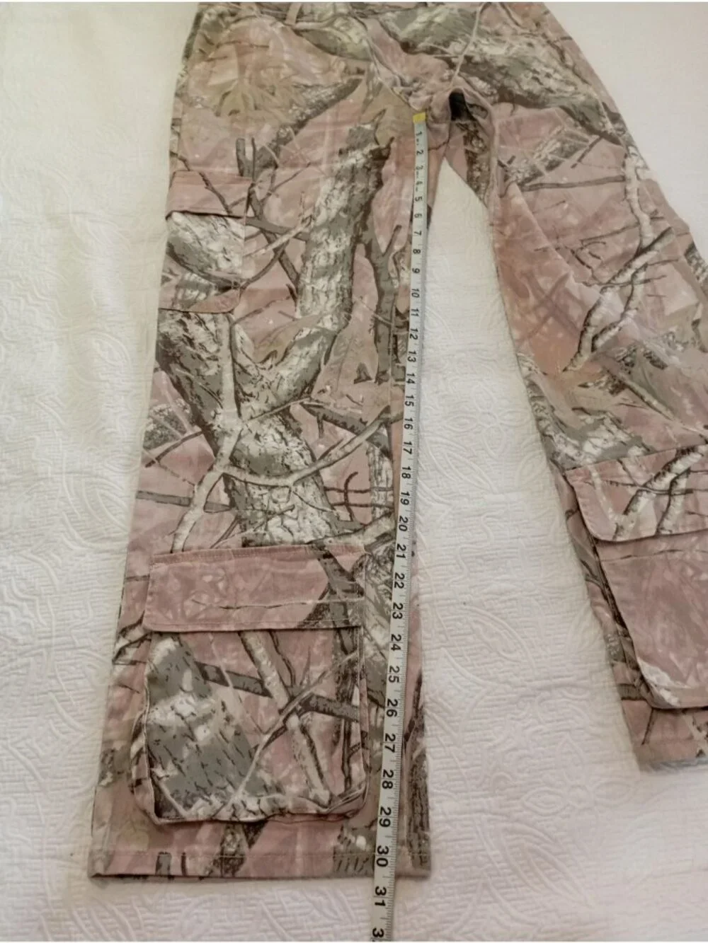 Disclosure Wide Leg Camo Cargo Pants Sz 9/29 Pink & Olive Green Pockets Utility